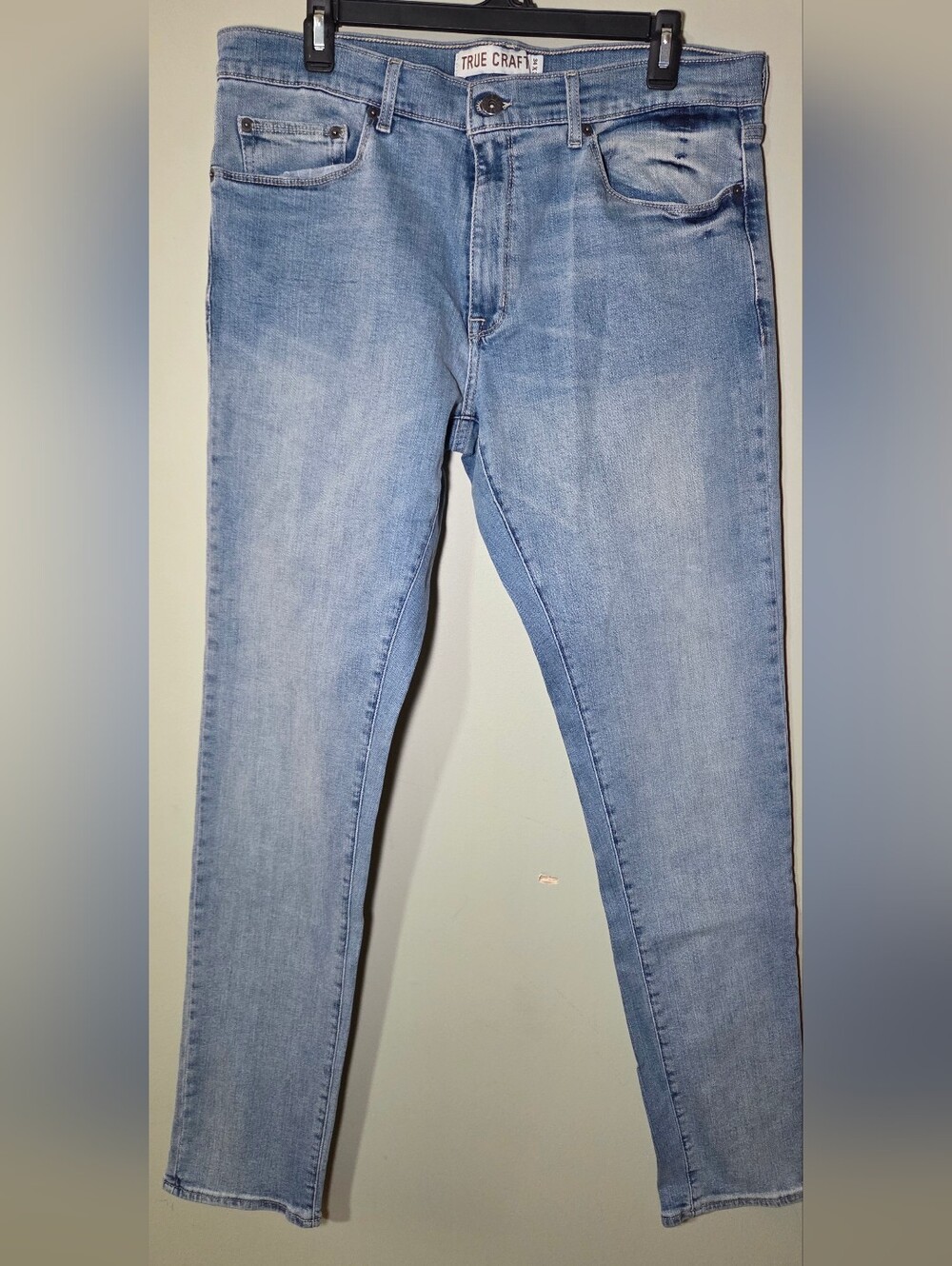 True Craft Mens Jeans 34x34 Light Wash Straight Leg Denim